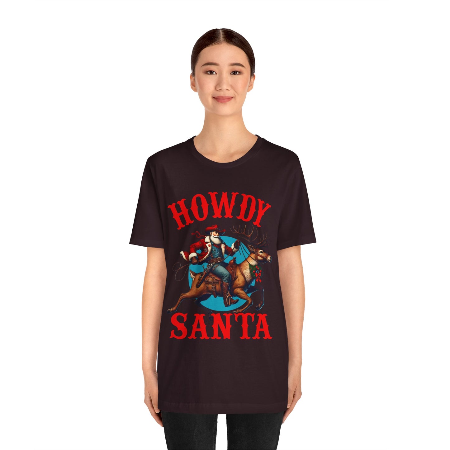 Howdy Santa Shirt – Funny Western Cowboy Riding Reindeer Christmas Rodeo Tee