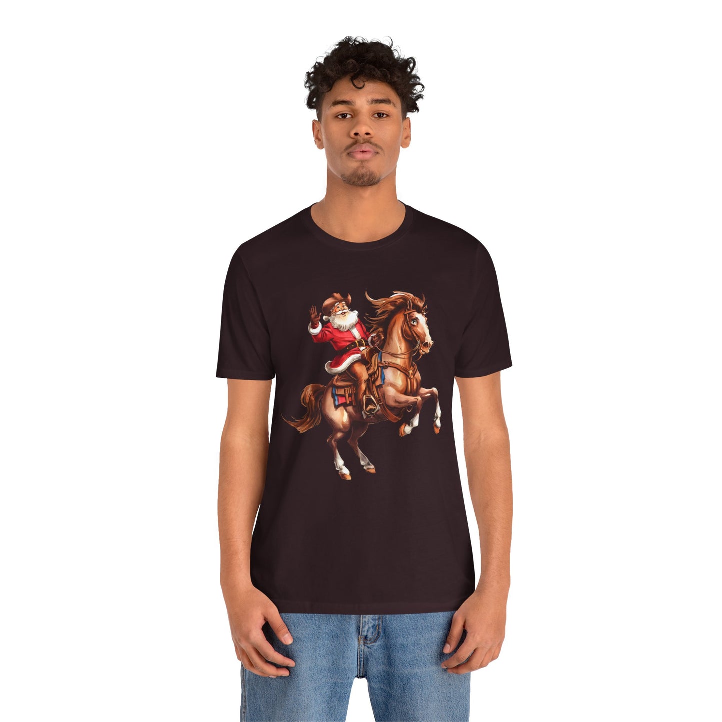 Cowboy Santa on Bucking Horse Shirt – Funny Western Rodeo Christmas Tee