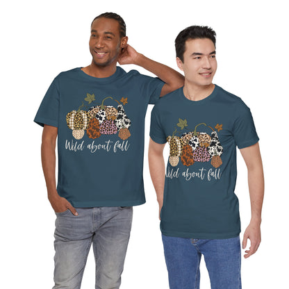 Wild About Fall Shirt – Pumpkin Leopard Plaid Autumn Thanksgiving Tee