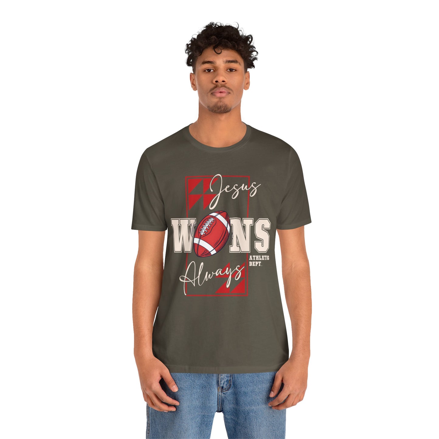 Jesus Wins Always Shirt – Christian Football Faith Player Sports Tee