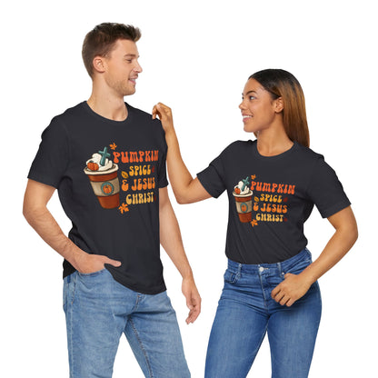 Pumpkin Spice Latte & Jesus Christ Shirt – Groovy Christian Fall Thanksgiving Tee