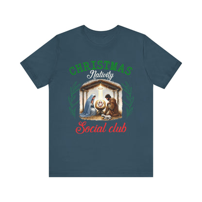 Christmas Nativity Social Club Shirt – Christian Nativity Scene Holiday Tee