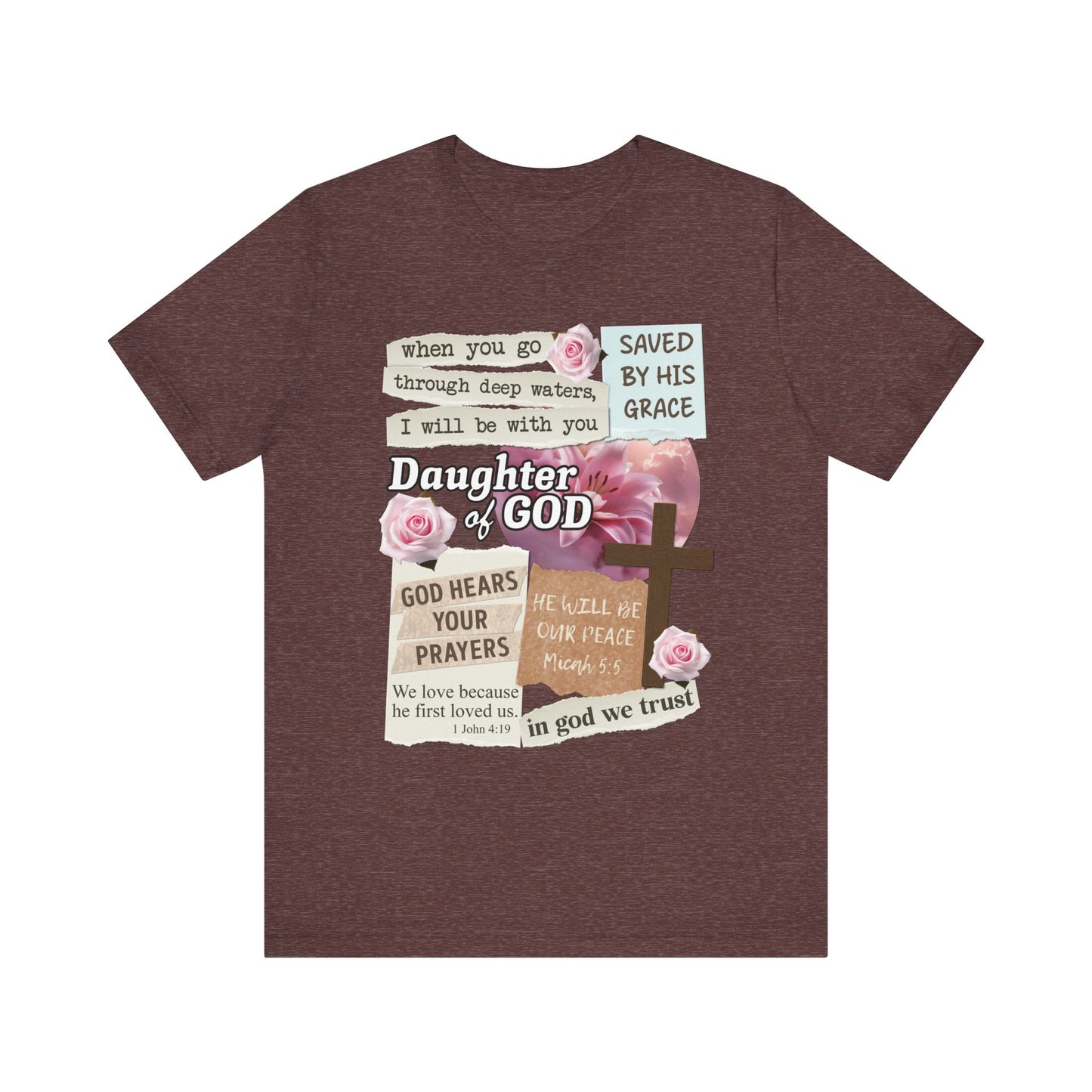 Daughter of God Shirt – Christian Floral Bible Verse Encouraging Faith Tee for Women