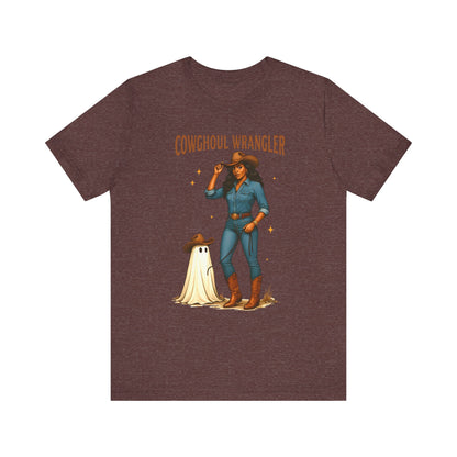 Cowghoul Wrangler Shirt Western Cowgirl Cowboy Ghost Halloween Tee, Spooky Rodeo Fall Outfit
