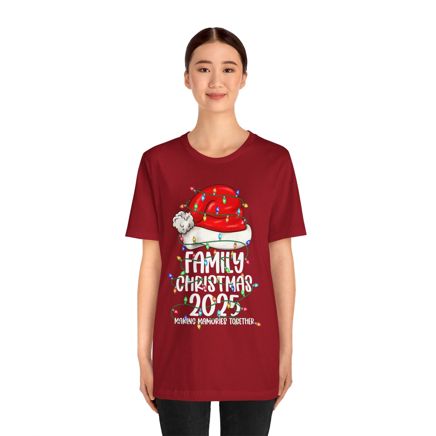 Family Christmas 2025 Shirt – Santa Hat & String Lights Matching Holiday Tee
