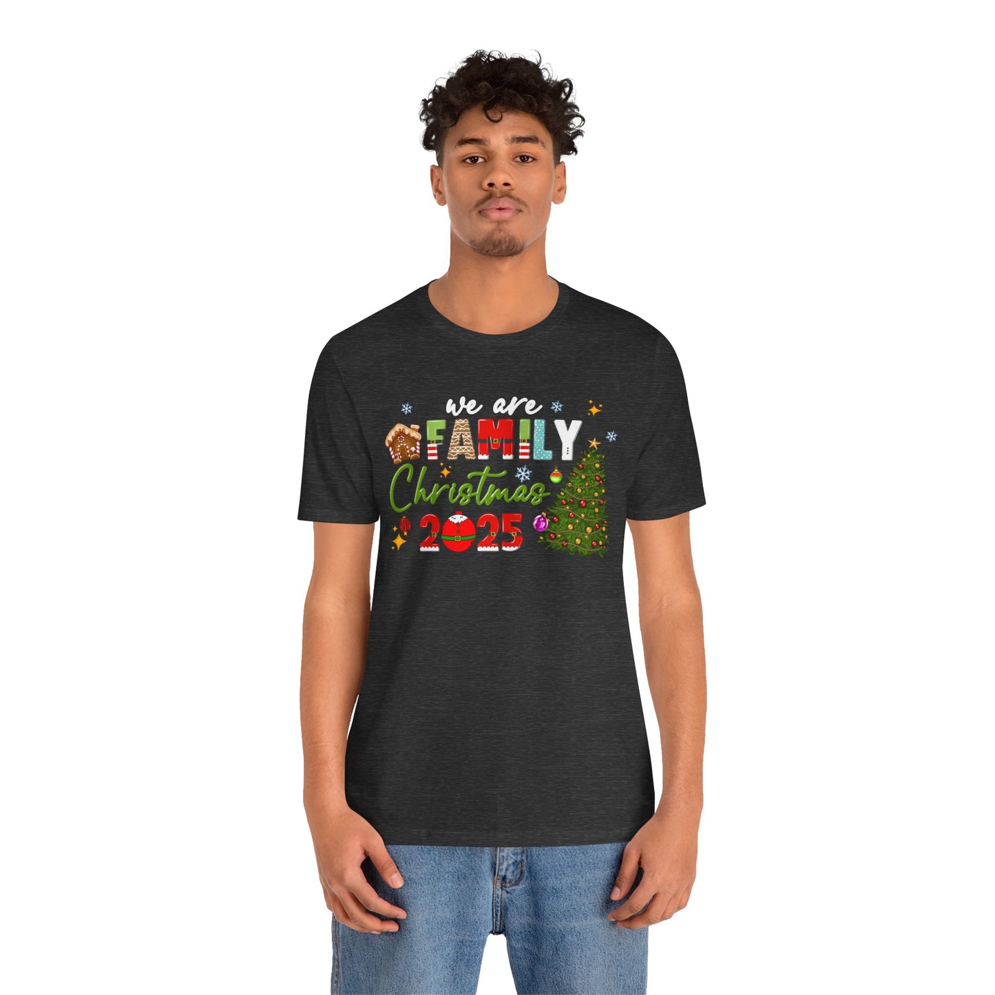 We Are Family Christmas Shirt – Matching Holiday Tee with Christmas Tree Lights