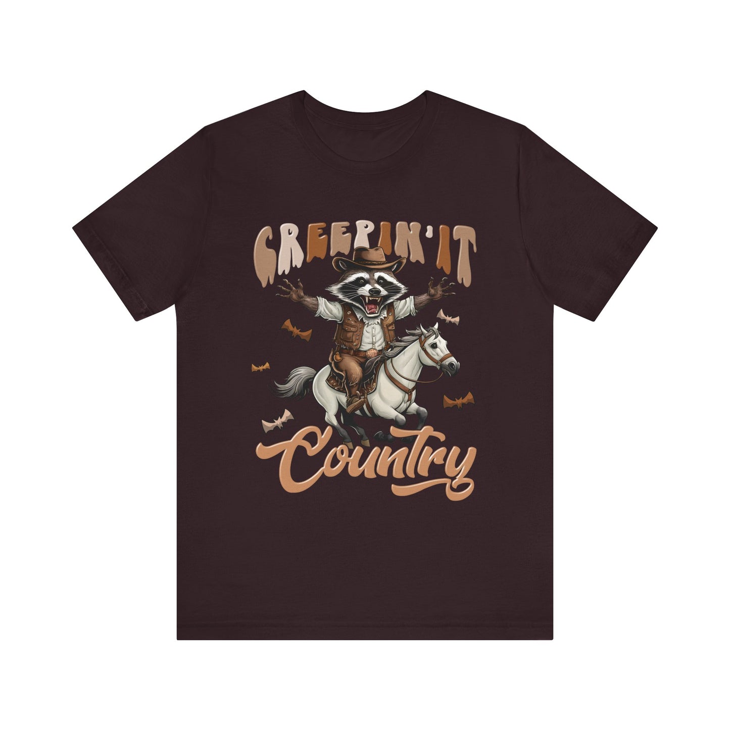 Creepin It Country Creepy Raccoon Halloween Horse Ride Howdy T-Shirt