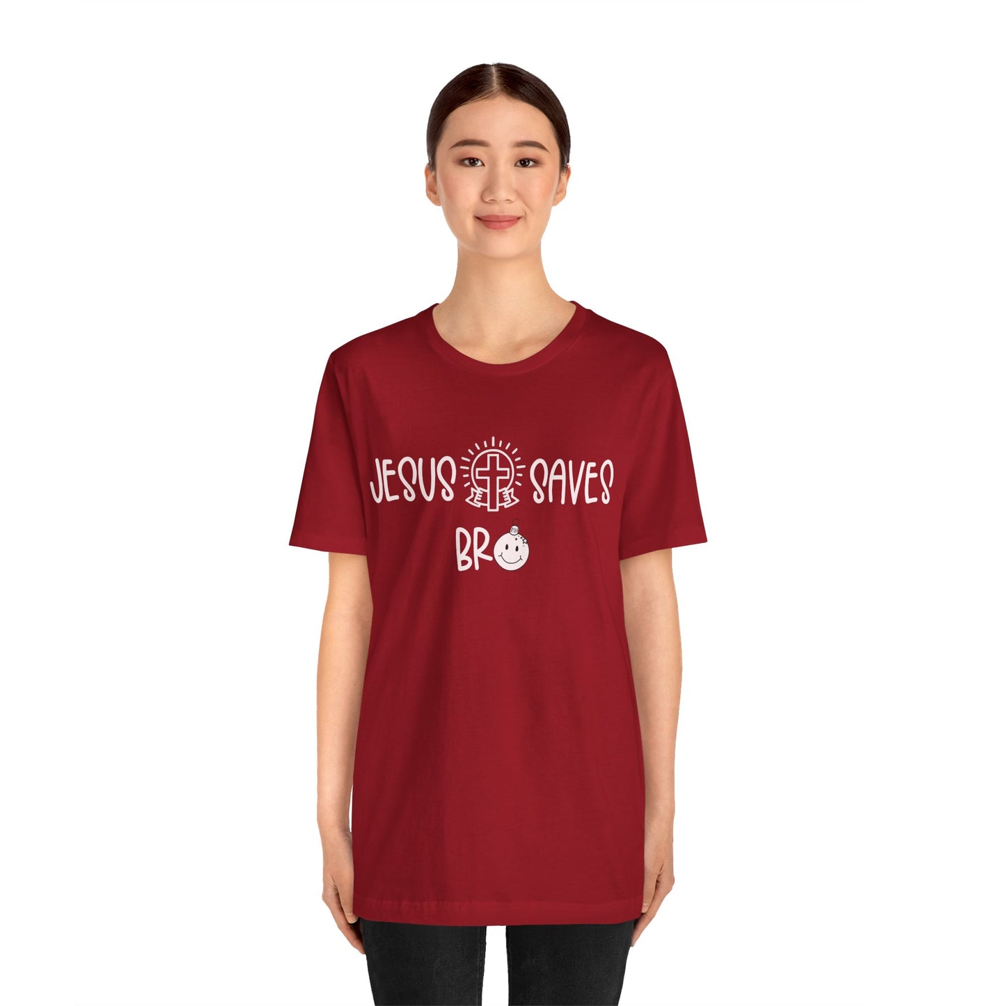 Jesus Saves Bro Shirt – Christian Cross Bold Faith Christmas Holiday Tee
