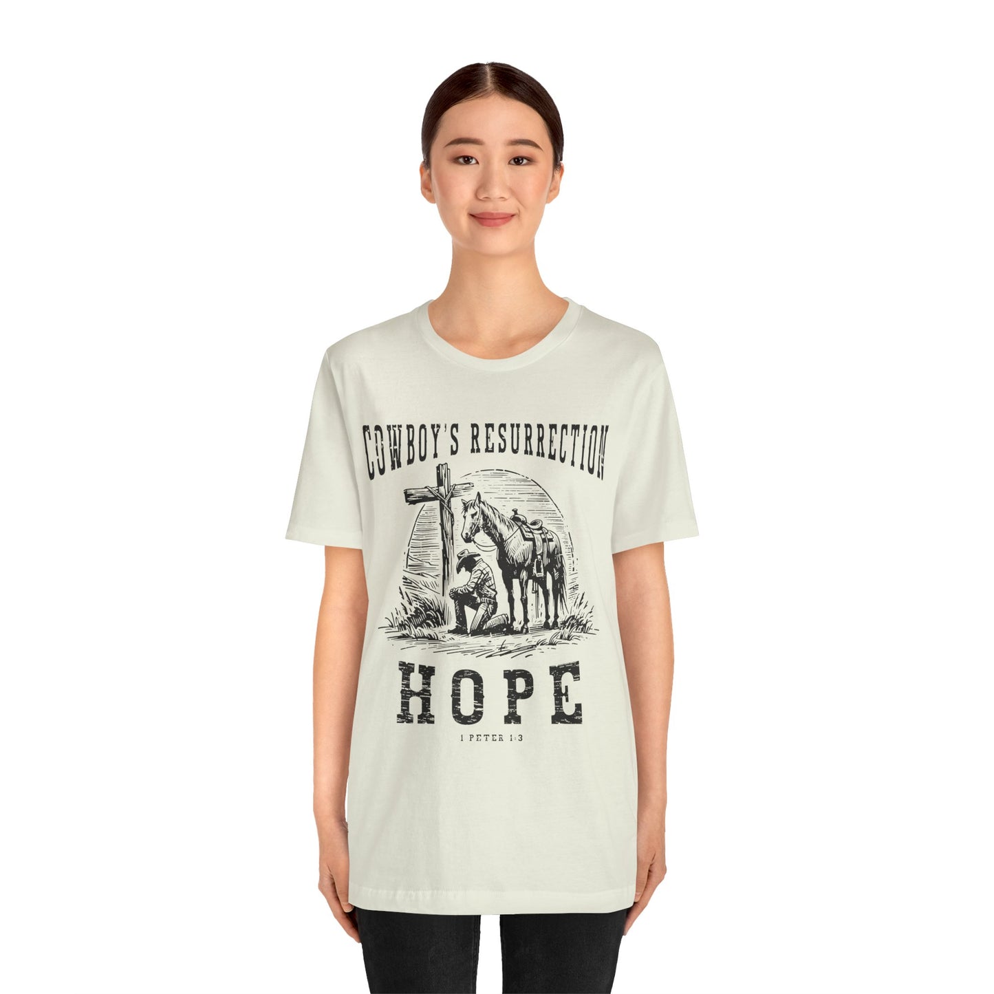 Cowboy’s Resurrection Hope Shirt – Christian Cross Western Rodeo Tee