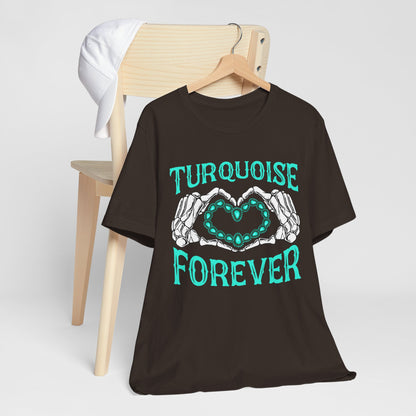 Western Turquoise Forever Shirt – Gemstone Skeleton Hand Heart Rodeo Tee