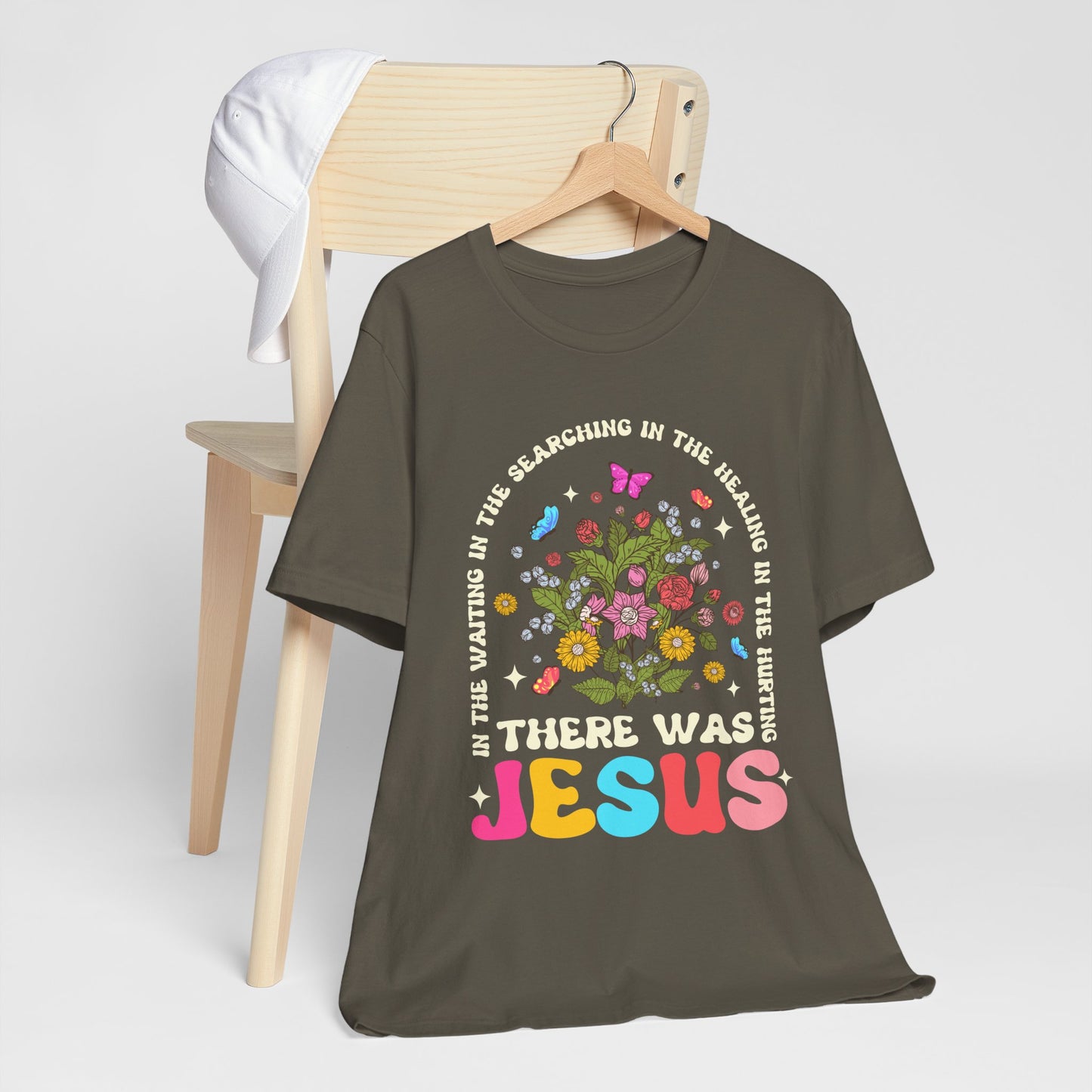 There Was Jesus Shirt – Groovy Floral Retro Christian Worship Lyric Faith Tee