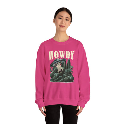 Howdy Cow Abduction Sweatshirt – Western UFO Rodeo Cactus Texas Pullover