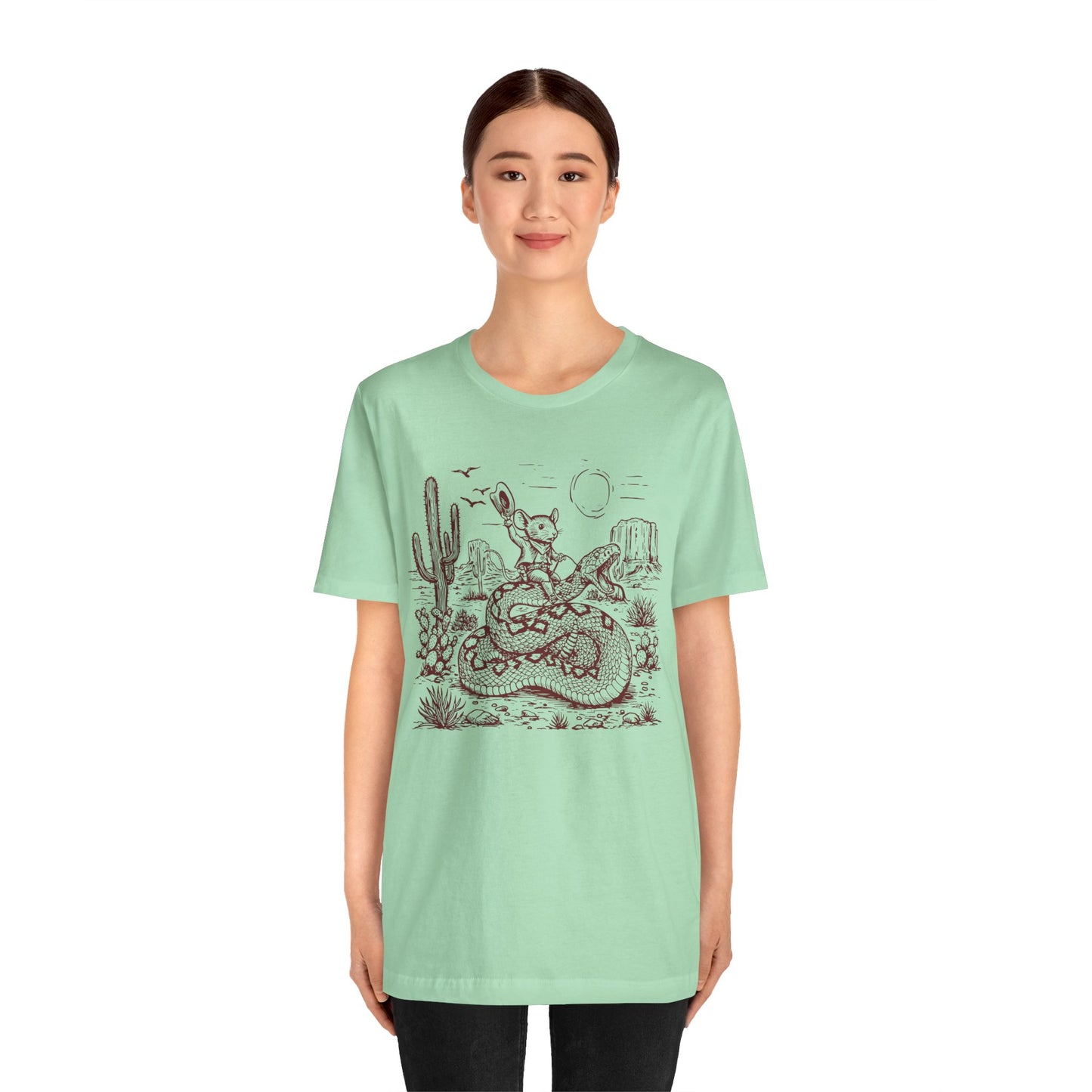 Cowboy Mouse Riding Rattlesnake Shirt – Funny Wild West Rodeo Tee