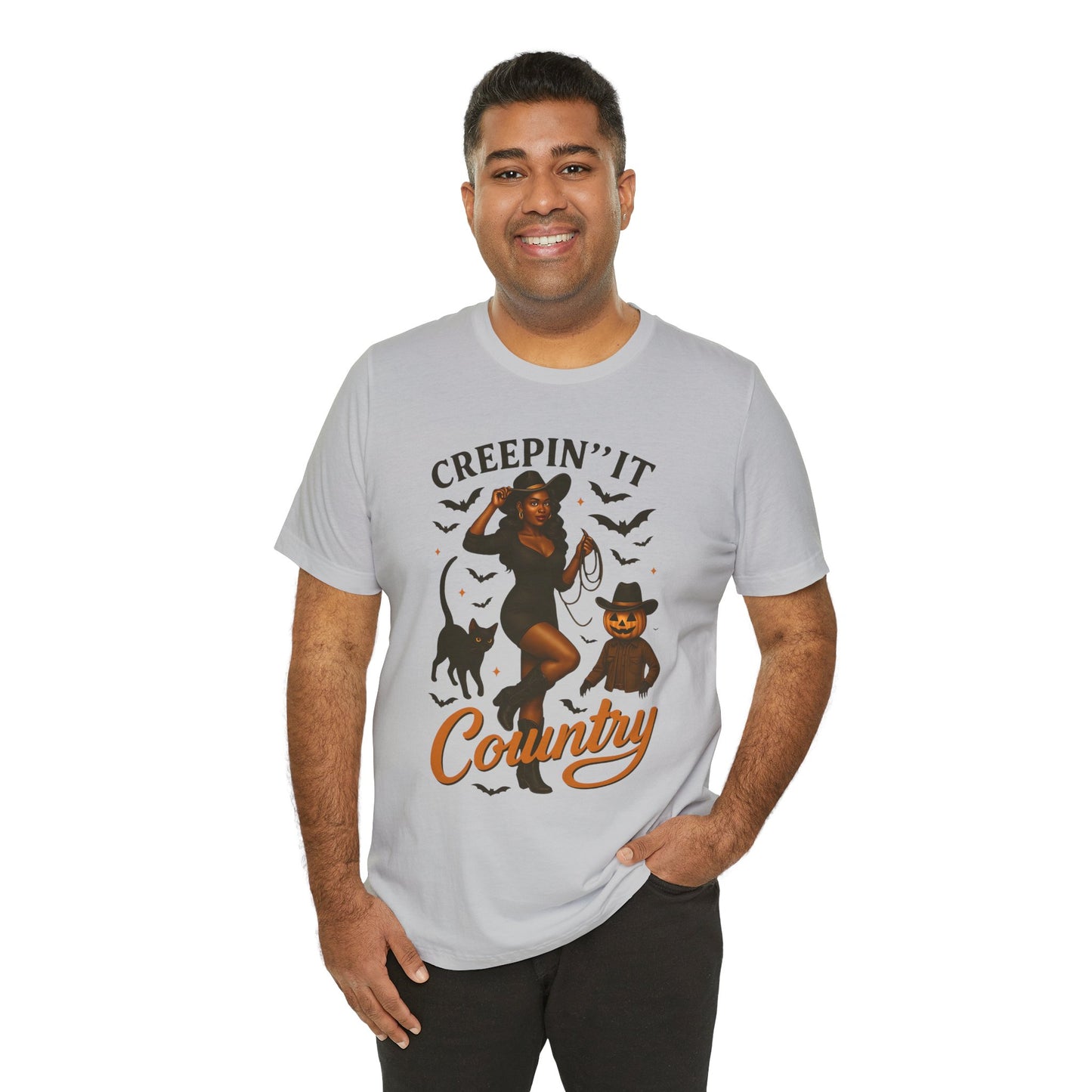 Creepin’ It Country Shirt – Spooky Cowgirl Pumpkin Western Halloween Tee