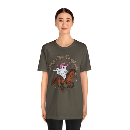 Long Live Cowghouls T-Shirt, Western Ghost Cowgirl Halloween Tee, Spooky Rodeo Shirt