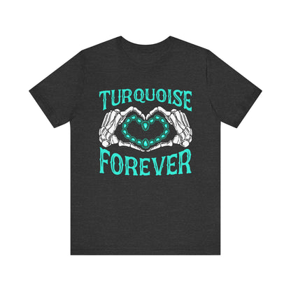 Western Turquoise Forever Shirt – Gemstone Skeleton Hand Heart Rodeo Tee