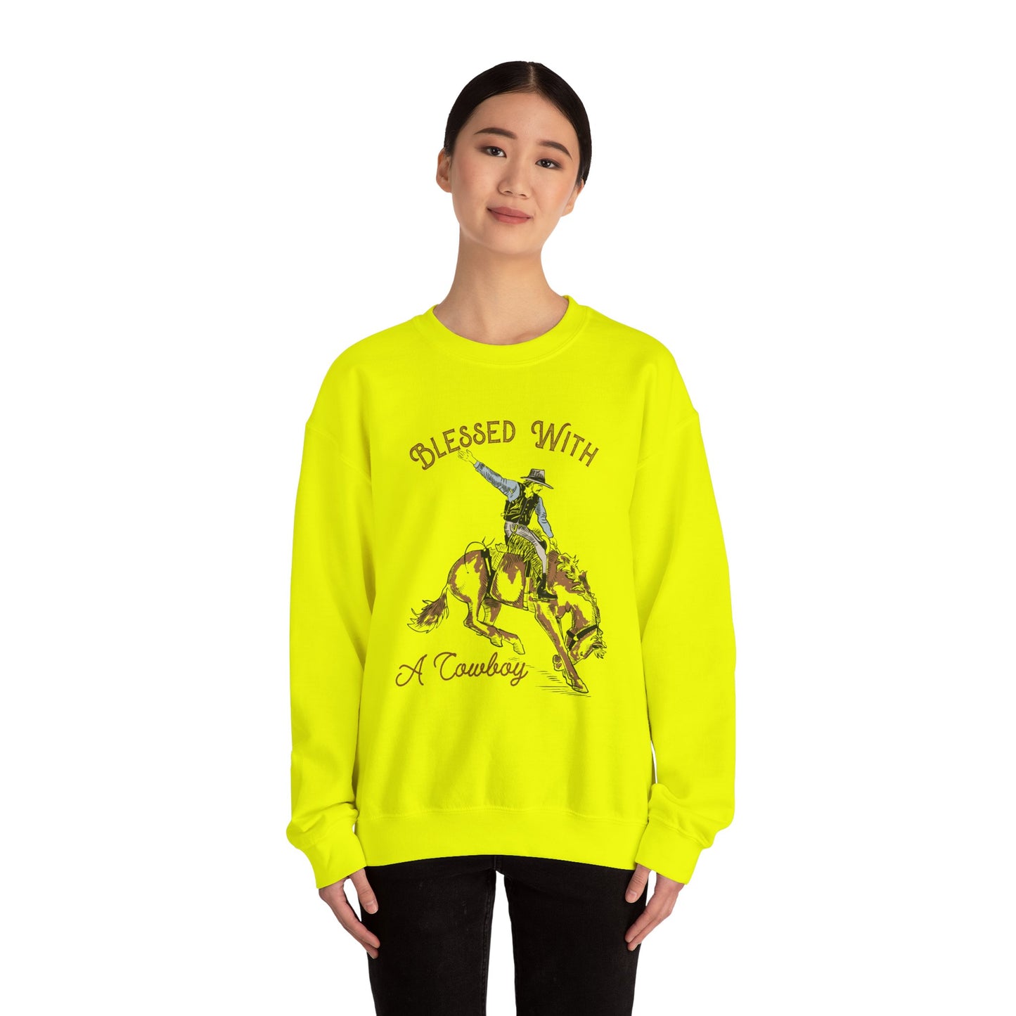 Blessed with a Cowboy Sweatshirt – Retro Christian Western Rodeo Pullover