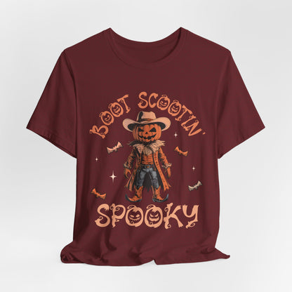 Boot Scootin’ Spooky Shirt – Funny Cowboy Pumpkin Head Western Halloween Tee