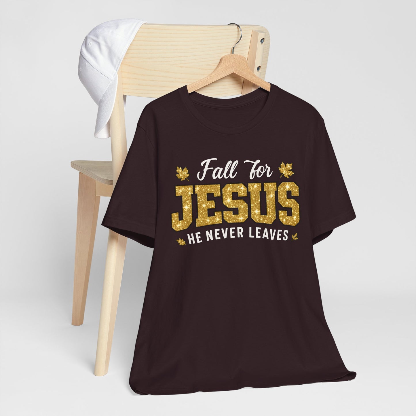 Fall for Jesus He Never Leaves Shirt – Christian Autumn Leaves Thanksgiving Tee