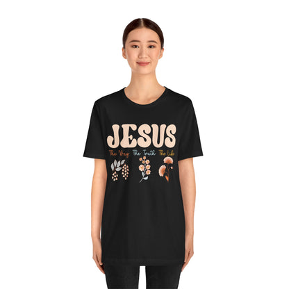 Jesus The Way The Truth The Life Shirt – Groovy Floral John 14:6 Christian Tee
