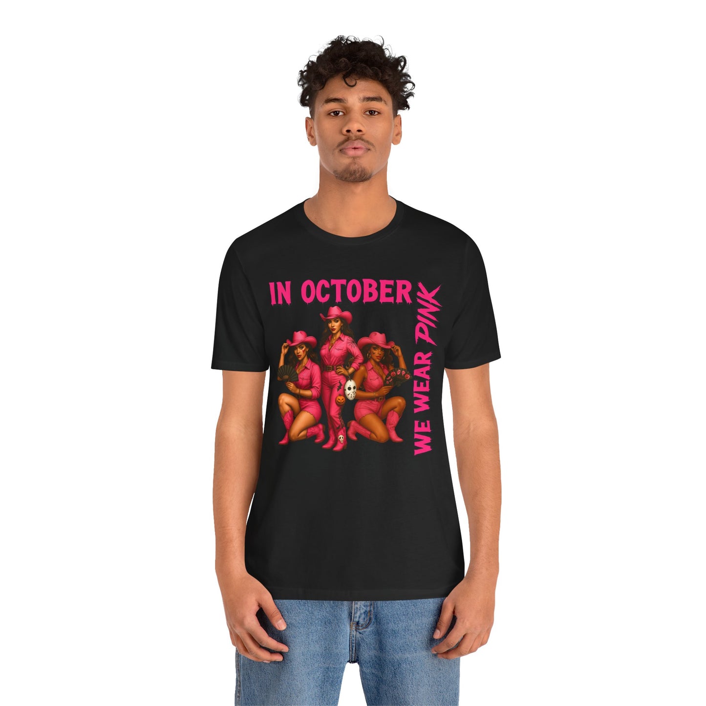 In October We Wear Pink Shirt – Western Cowgirl Breast Cancer Awareness Tee