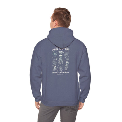 Deep Waters Hoodie – Isaiah 43:2 Christian Ocean Bible Verse Pullover