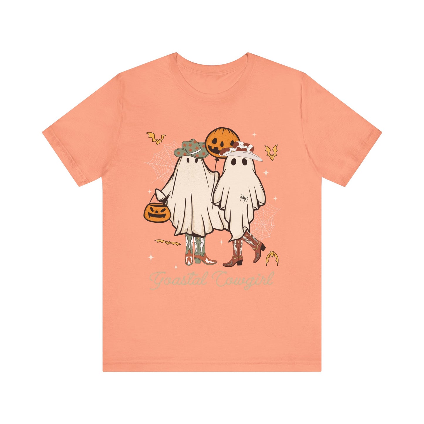 Ghostal Coastal Cowgirl T-Shirt, Western Ghost Halloween Tee, Spooky Cute Rodeo Shirt