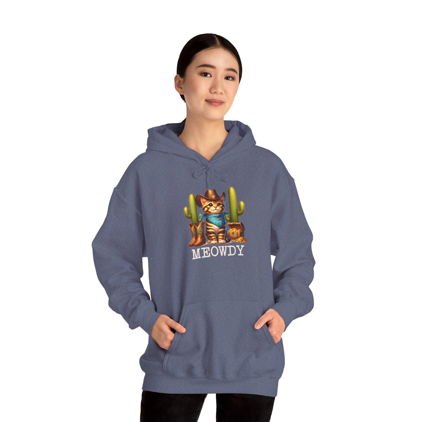 Meowdy Cowboy Cat Hoodie – Western Howdy Southern Country Cactus Pullover