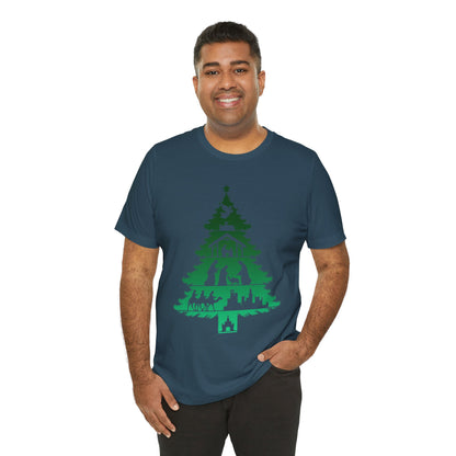 Nativity Christmas Tree Shirt – Christian Faith Holiday Pajama Top Tee