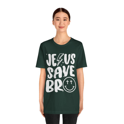 Jesus Saves Bro Shirt – Funny Retro Christian Cross Christmas Faith Tee