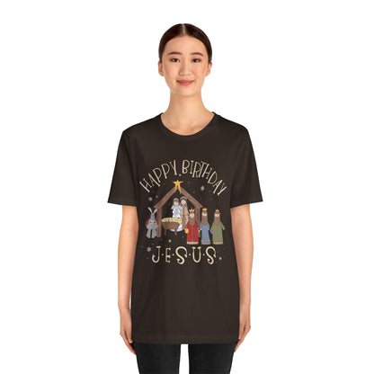 Nativity Happy Birthday Jesus Shirt – Christian Faith-Filled Christmas Tee