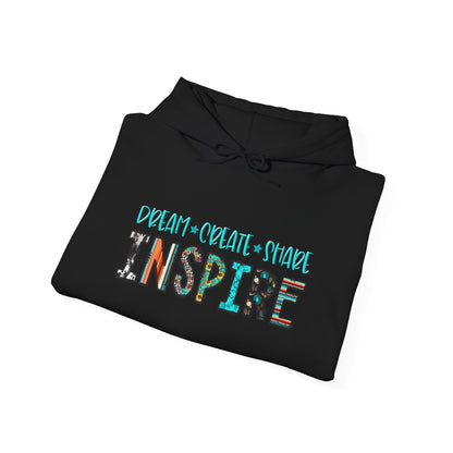 Dream Create Share Inspire Hoodie – Motivational Teacher Western Pullover