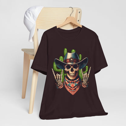 Skeleton Cowboy Howdy Shirt – Rock Hand Skull Western Rodeo Texas Tee