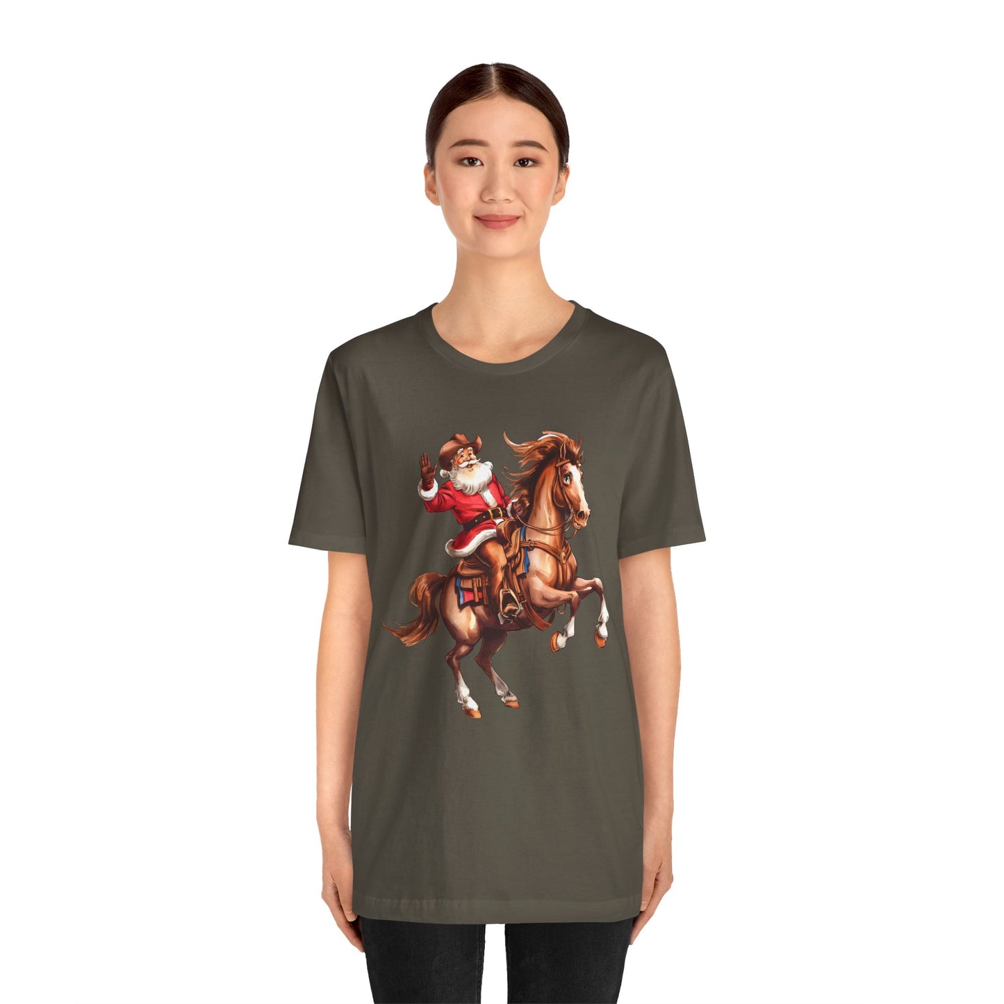Cowboy Santa on Bucking Horse Shirt – Funny Western Rodeo Christmas Tee