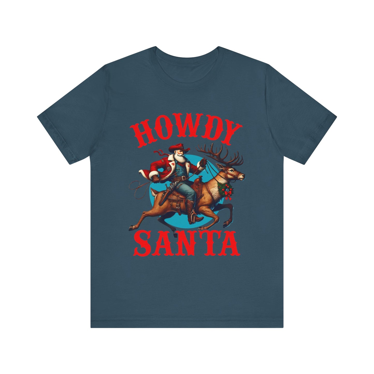 Howdy Santa Shirt – Funny Western Cowboy Riding Reindeer Christmas Rodeo Tee
