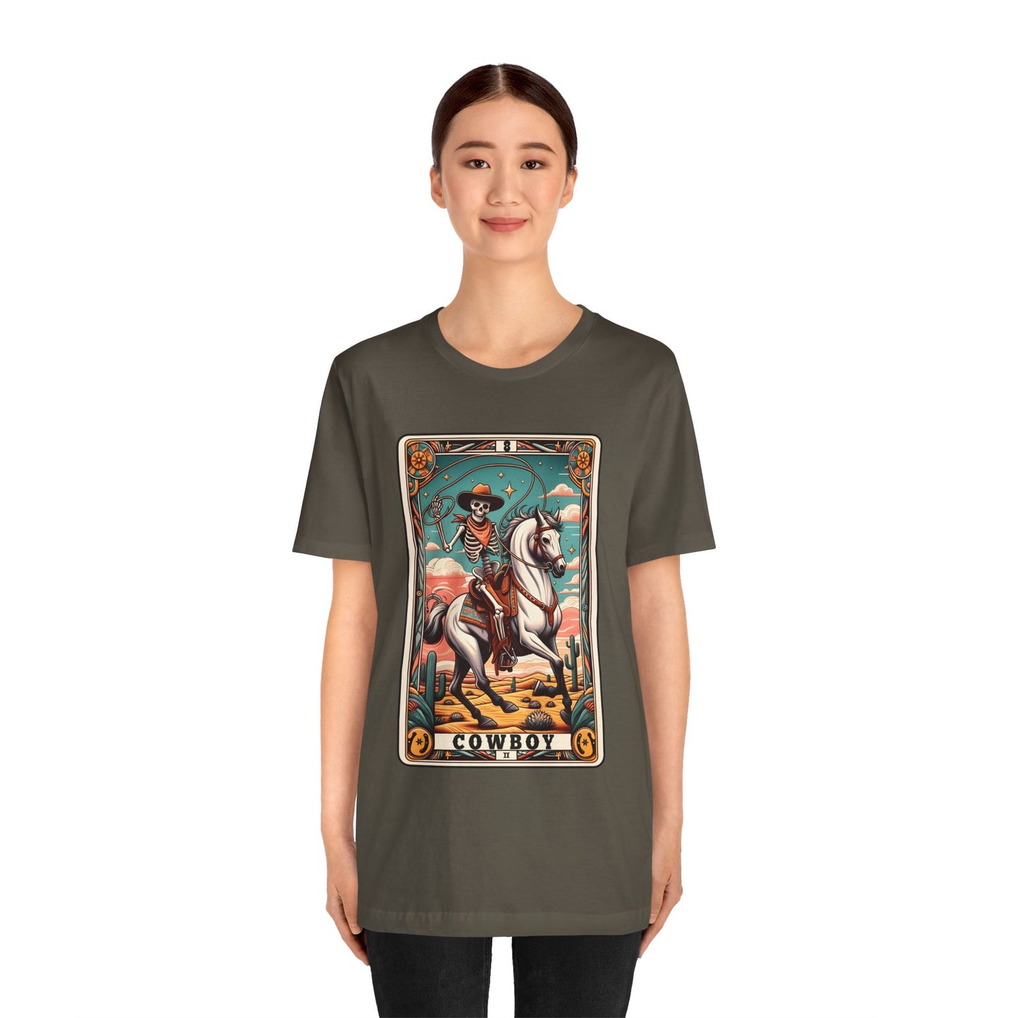 Cowboy Skeleton Tarot Card Shirt – Western Howdy Texas Rodeo Tee