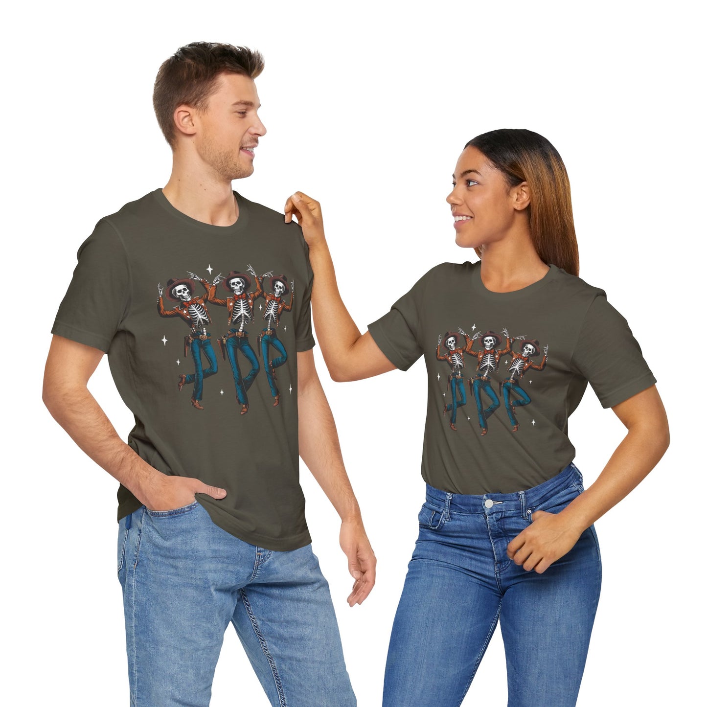 Halloween Western Dancing Skeletons Cowboy Creepy Country T-Shirt