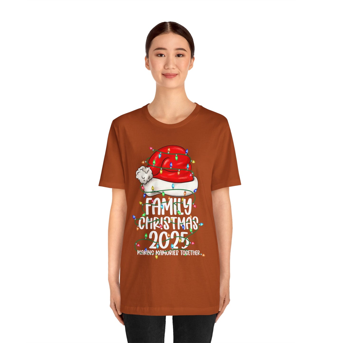 Family Christmas 2025 Shirt – Santa Hat & String Lights Matching Holiday Tee