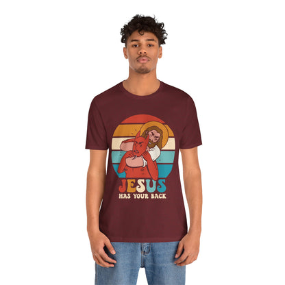 Hey Devil Jesus Has Your Back T-Shirt, Funny Christian Retro Halloween Tee