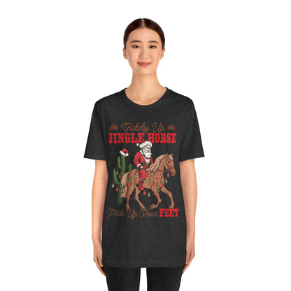 Giddy Up Jingle Horse Shirt – Retro Howdy Christmas Western Cowboy Holiday Tee