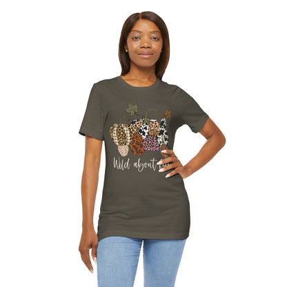 Wild About Fall Shirt – Pumpkin Leopard Plaid Autumn Thanksgiving Tee