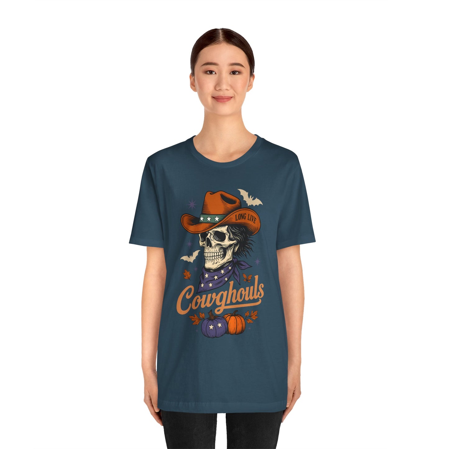 Cowghouls Shirt – Long Live Halloween Skeleton Cowboy Western Ghost Tee