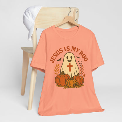 Jesus Is My Boo Shirt – Cute Christian Ghost Pumpkin Halloween Faith Tee