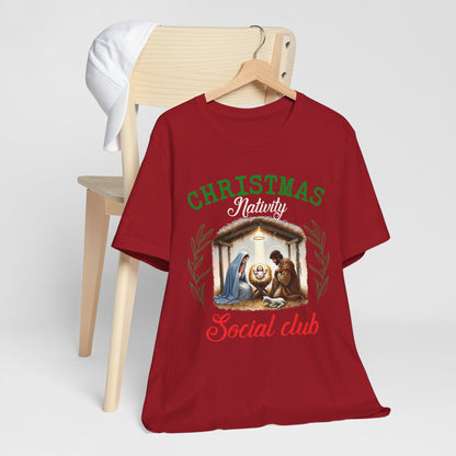 Christmas Nativity Social Club Shirt – Christian Nativity Scene Holiday Tee