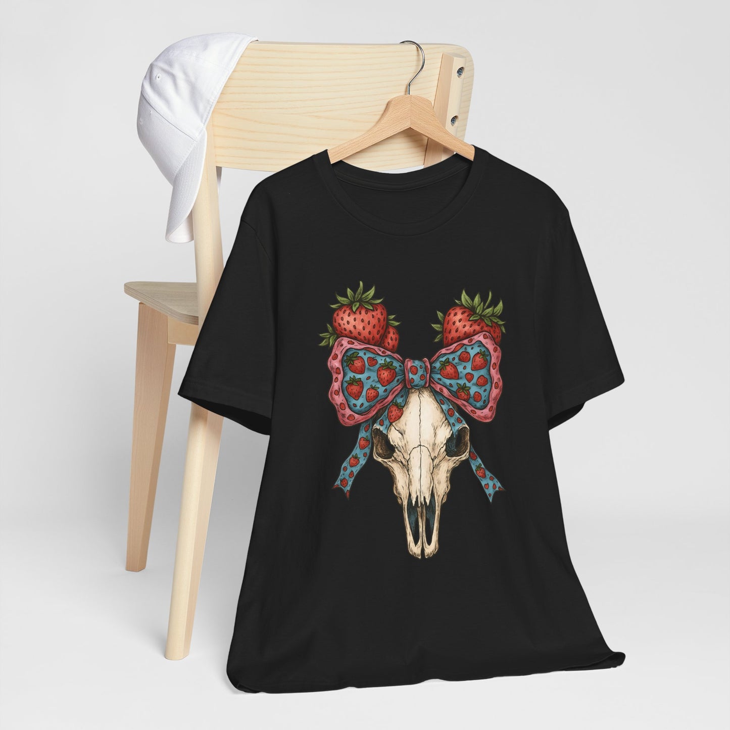 Retro Strawberry Cow Skull Shirt – Western Coquette Summer Vibes Tee