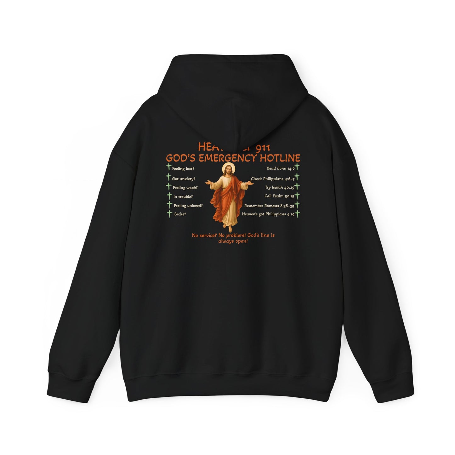 Heavenly 911 Hoodie – God’s Emergency Hotline Christian Bible Verse Pullover