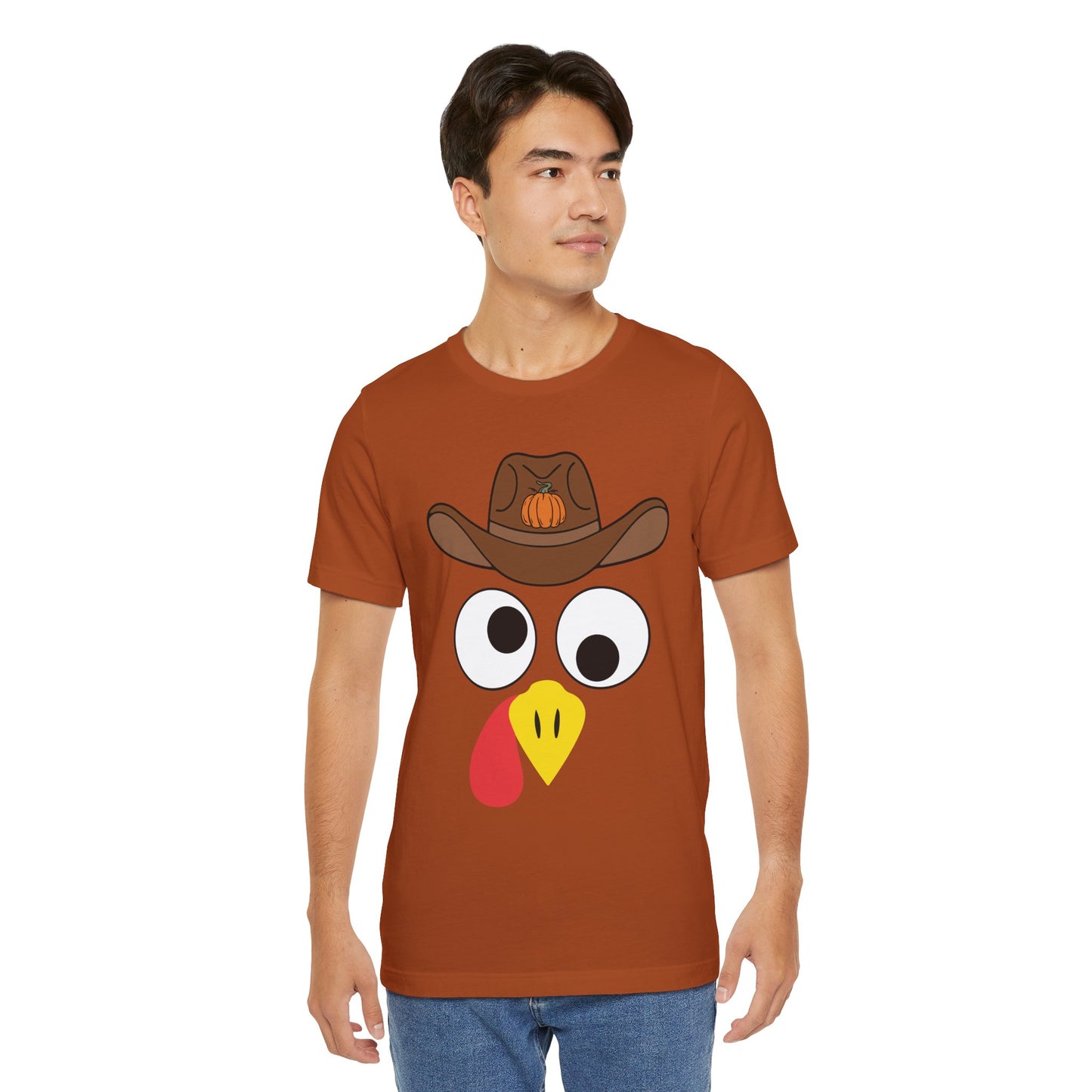 Thanksgiving Couples Turkey Face Shirt – Funny Cowboy & Cowgirl Matching Tee