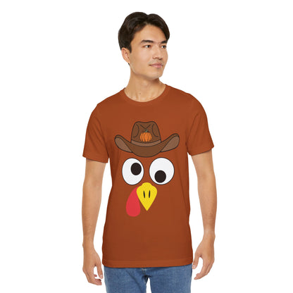 Thanksgiving Couples Turkey Face Shirt – Funny Cowboy & Cowgirl Matching Tee