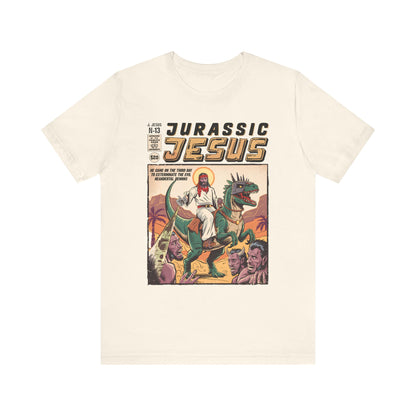 Jurassic Jesus Shirt – Dino-Riding Savior Comic Book Christian Tee