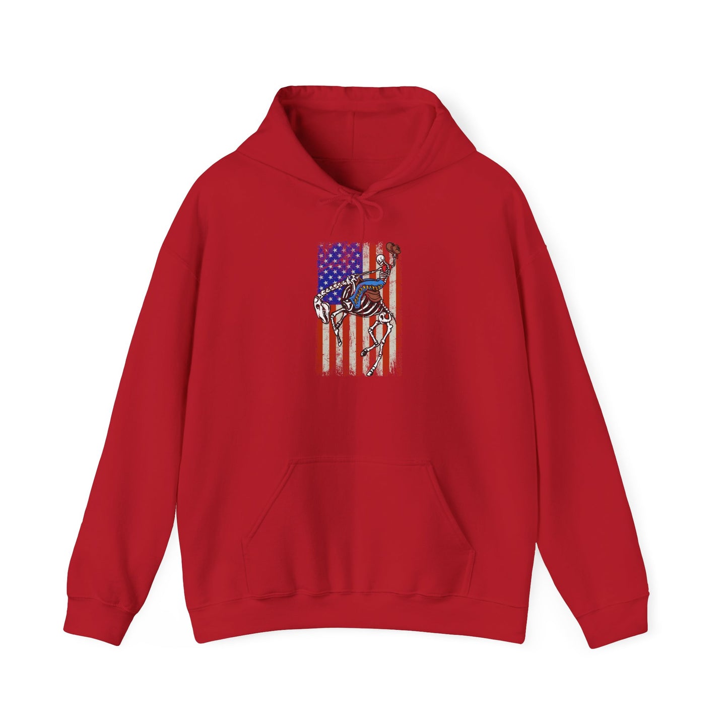 US Flag Skeleton Cowboy Hoodie – Western Horse Riding Rodeo Pullover